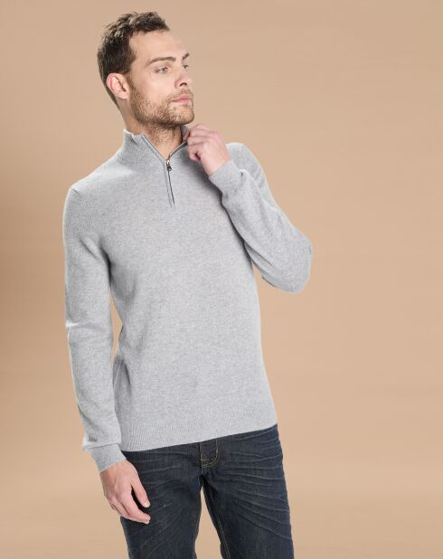 Pull 100% Cachemire Jules col camionneur gris clair