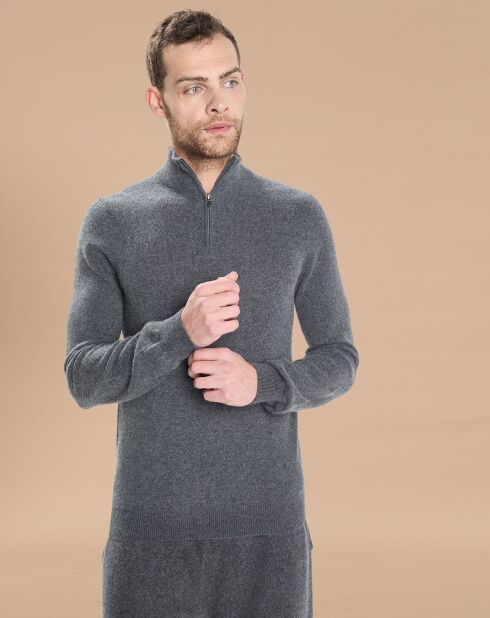 Pull 100% Cachemire Jules col camionneur gris foncé