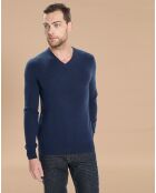 Pull 100% Cachemire Lucien col V bleu marine