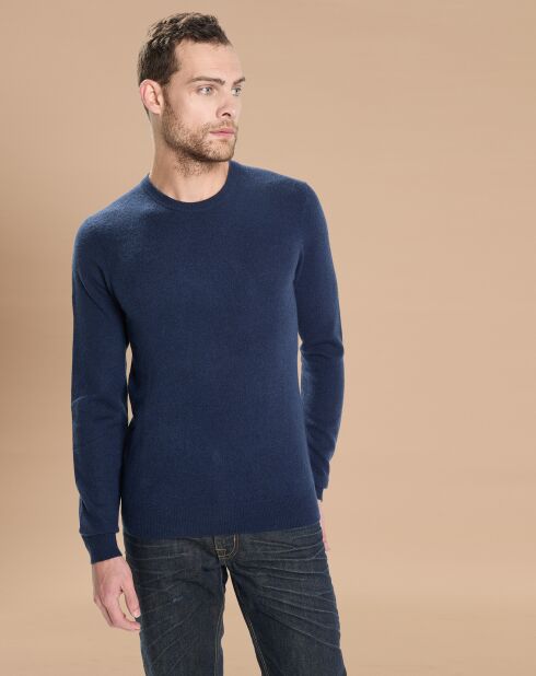 Pull 100% Cachemire Lucas col rond bleu marine