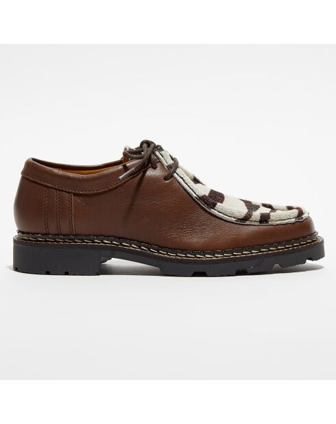 Derbies en Cuir & Velours poil Loretta marron