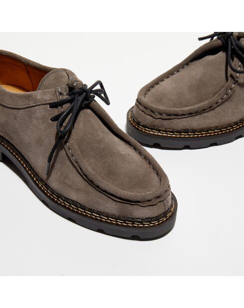 Derbies en Velours de Cuir Loretta gris foncé