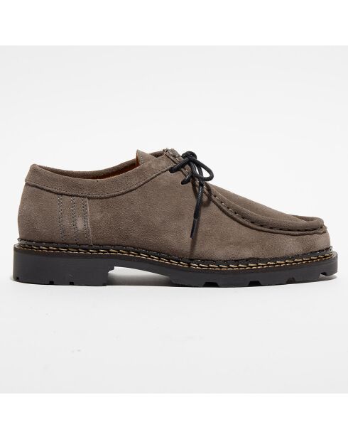 Derbies en Velours de Cuir Loretta gris foncé