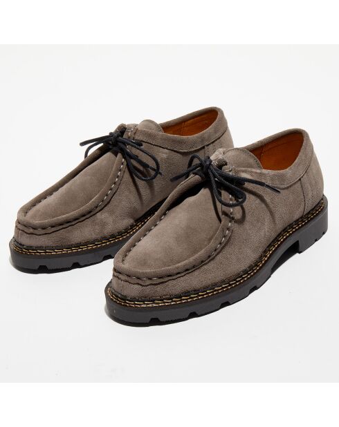 Derbies en Velours de Cuir Loretta gris foncé