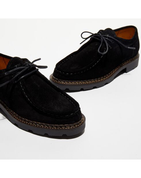 Derbies en Velours de Cuir Loretta noires