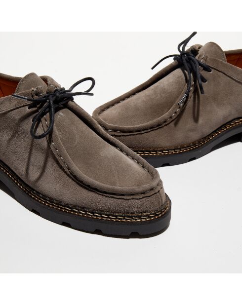 Derbies en Velours de Cuir Maurice gris foncé