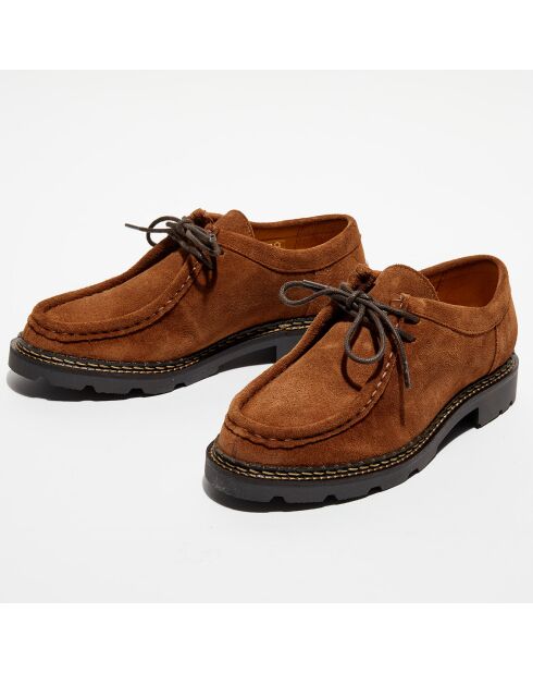 Derbies en Velours de Cuir Loretta cognac