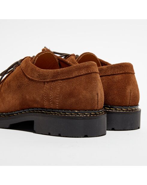 Derbies en Velours de Cuir Loretta cognac