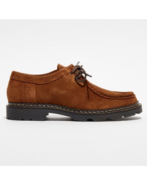 Derbies en Velours de Cuir Loretta cognac