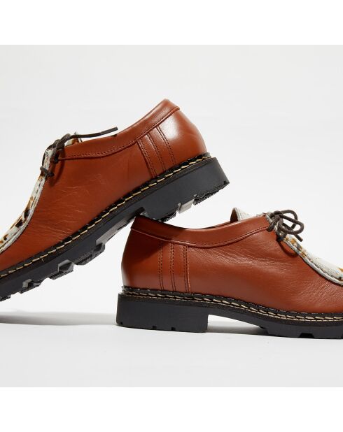 Derbies en Cuir & poils vache Loretta marron