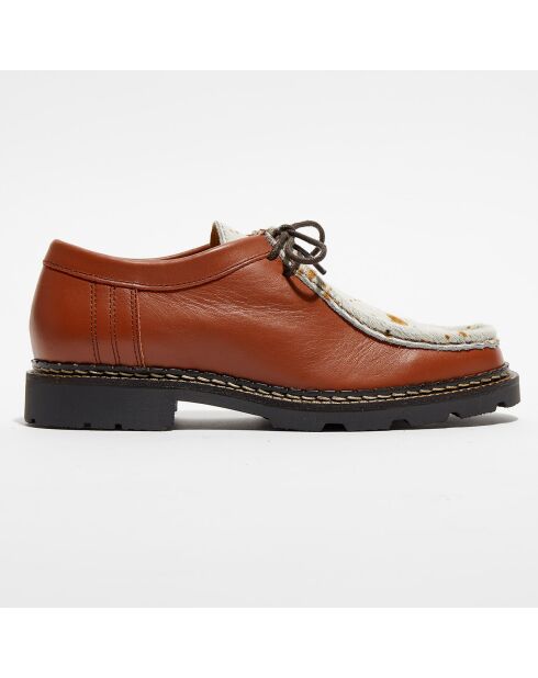 Derbies en Cuir & poils vache Loretta marron