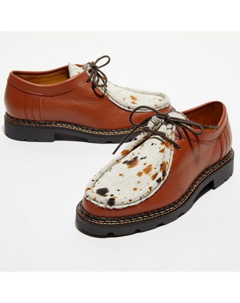 Derbies en Cuir & poils vache Loretta marron