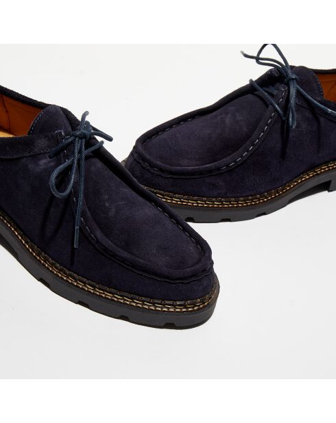 Derbies en Velours de Cuir Maurice bleu marine