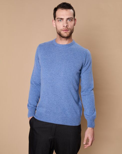 Pull 100% Cachemire 4 fils Harry col rond bleu
