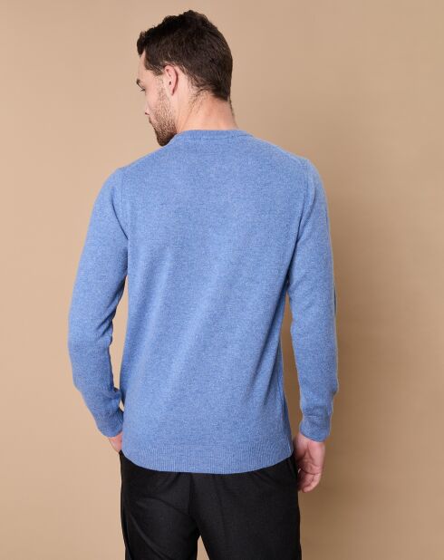 Pull 100% Cachemire 4 fils Harry col rond bleu