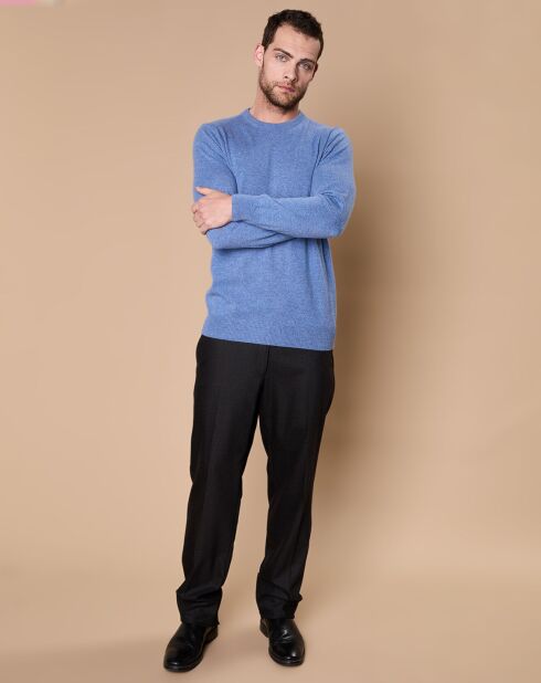 Pull 100% Cachemire 4 fils Harry col rond bleu