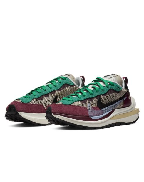 Sneakers en Cuir Sacai Vaporwaffle bordeaux/noir/vert