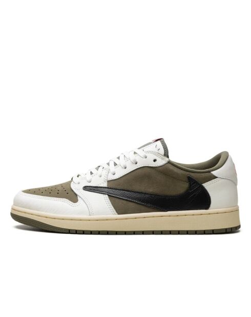 Sneakers en Cuir & Velours de Cuir Air Jordan 1 Retro Low OG SP Travis Scott vert/noir/blanc