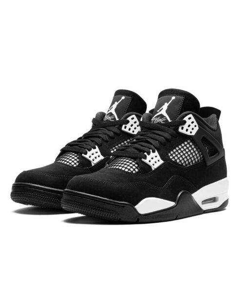 Sneakers en Velours de Cuir Air Jordan 4 Retro noir/blanc