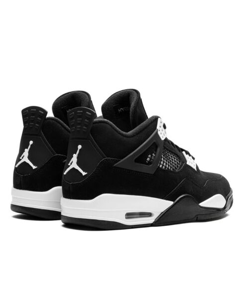 Sneakers en Velours de Cuir Air Jordan 4 Retro noir/blanc