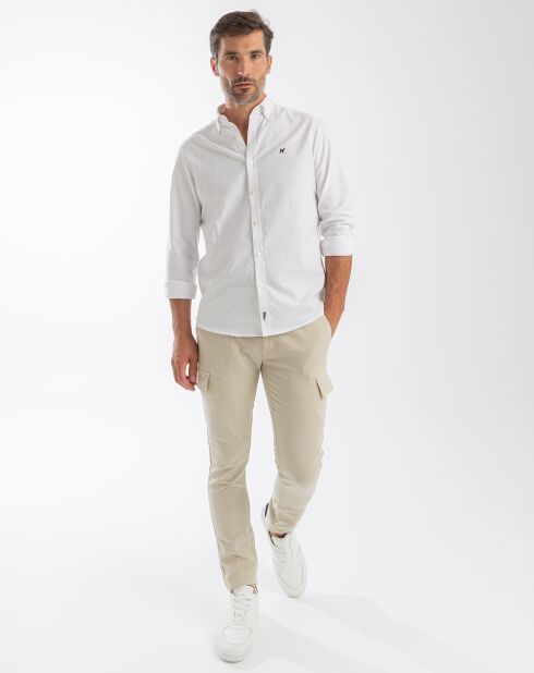 Pantalon Cargo en Lin crème