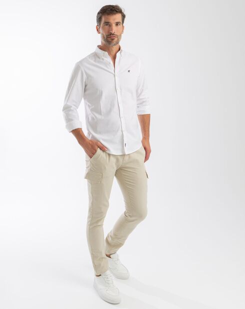 Pantalon Cargo en Lin crème