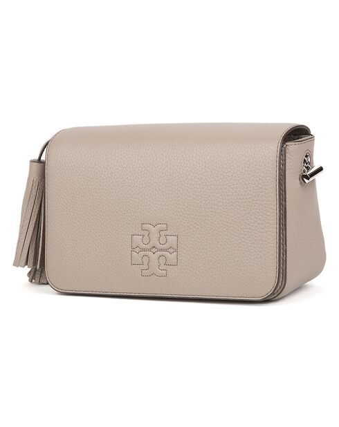 Sac bandoulière en Cuir Thea Top Flat gris - 13x21x8 cm