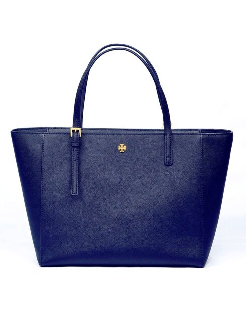 Sac cabas en Cuir Emerson bleu marine - 42x25x10 cm