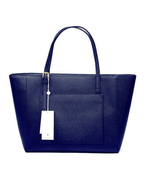 Sac cabas en Cuir Emerson bleu marine - 42x25x10 cm