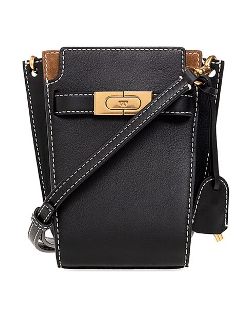 Lee Radziwill Beuteltasche aus Leder, 18,6 x 11 x 9 cm, Schwarz