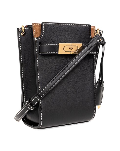 Lee Radziwill Beuteltasche aus Leder, 18,6 x 11 x 9 cm, Schwarz