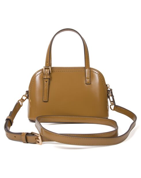 Sac à main en Cuir Emerson Dôme vernis cognac - 20x25x8 cm