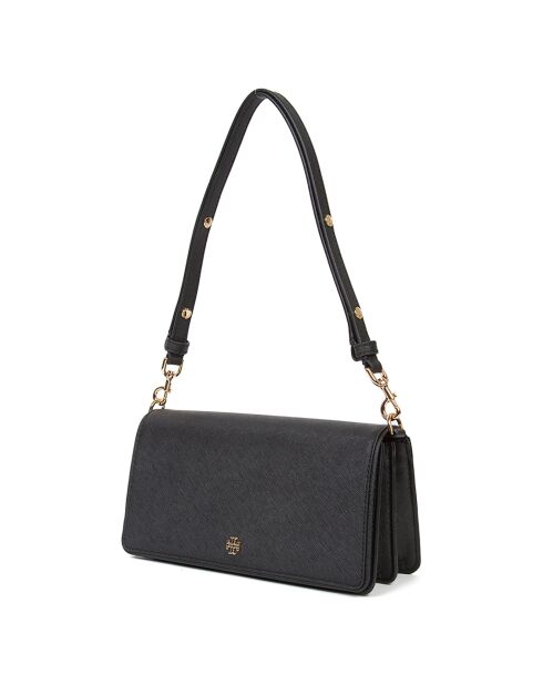 Sac porté épaule en Cuir Emerson convertible noir - 25x14x7 cm