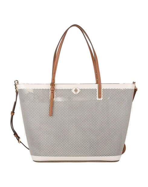 Sac cabas en Cuir Emerson Perf crème - 45x30x12 cm