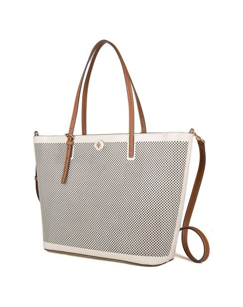 Sac cabas en Cuir Emerson Perf crème - 45x30x12 cm