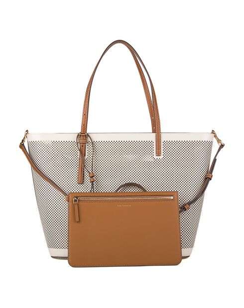 Sac cabas en Cuir Emerson Perf crème - 45x30x12 cm