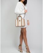 Bolso de lona Blake Ivory/cognac - 25x31x11,5 cm
