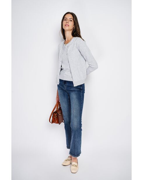 Twin-set en Cachemire & Soie mélangés col ras du cou classique 2 fils givre