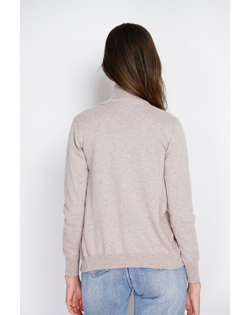 Twin-set en Cachemire & Soie mélangés col V classique 2 fils désert