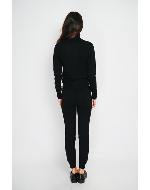 Ensemble Pull col roulé & Pantalon en Cachemire mélangé noir