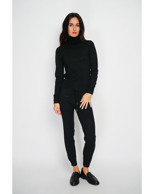 Ensemble Pull col roulé & Pantalon en Cachemire mélangé noir