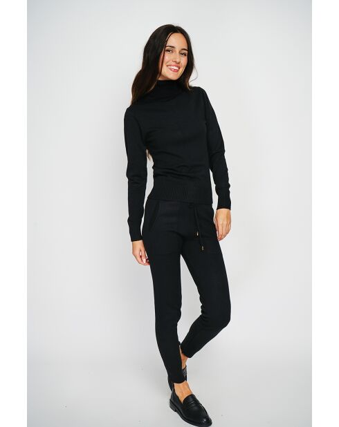 Ensemble Pull col roulé & Pantalon en Cachemire mélangé noir