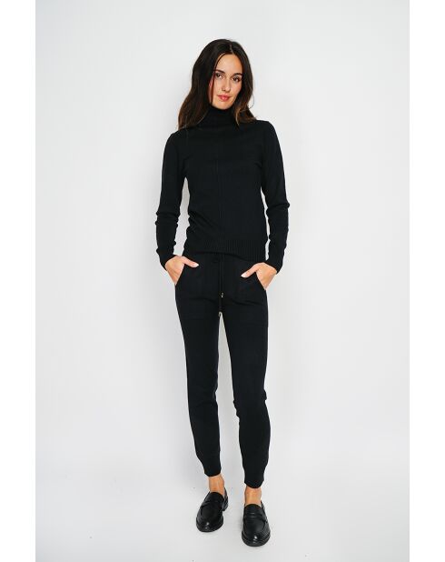 Ensemble Pull col roulé & Pantalon en Cachemire mélangé noir