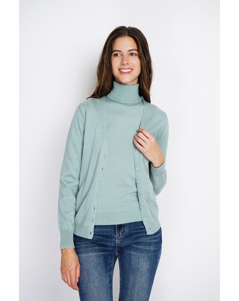 Twin-set en Cachemire & Soie mélangés col V classique 2 fils jade