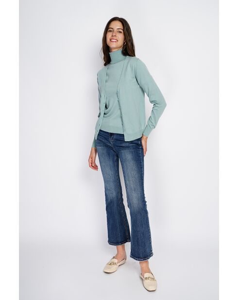 Twin-set en Cachemire & Soie mélangés col V classique 2 fils jade