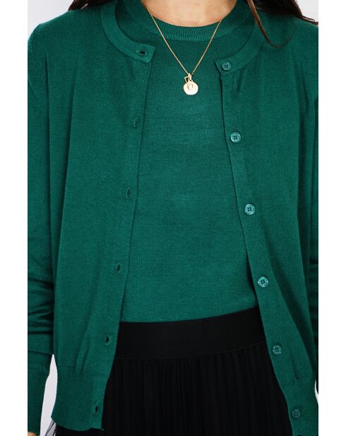 Twin-set en Cachemire mélangé ras de cou vert amazone