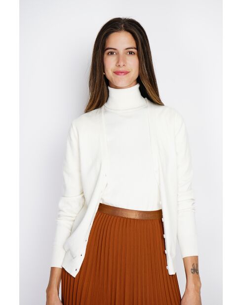 Twin-set en Cachemire & Soie mélangés col V classique 2 fils naturel