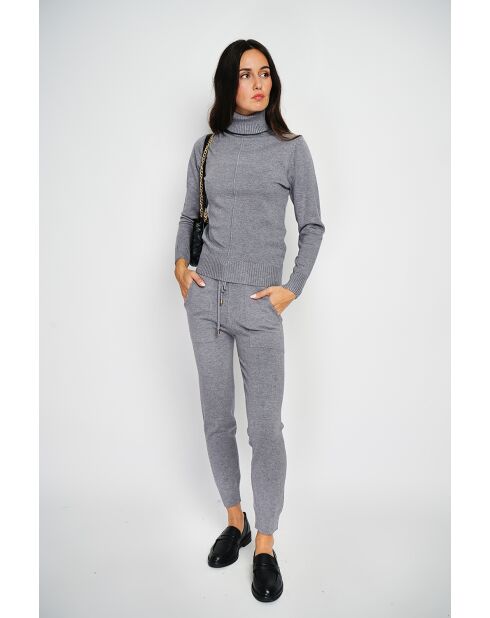 Ensemble Pull col roulé & Pantalon en Cachemire mélangé flanelle