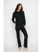 Ensemble Pull à capuche & Pantalon en Cachemire mélangé 4 fils noir