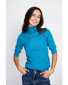 Twin-set en Cachemire mélangé col roulé turquoise